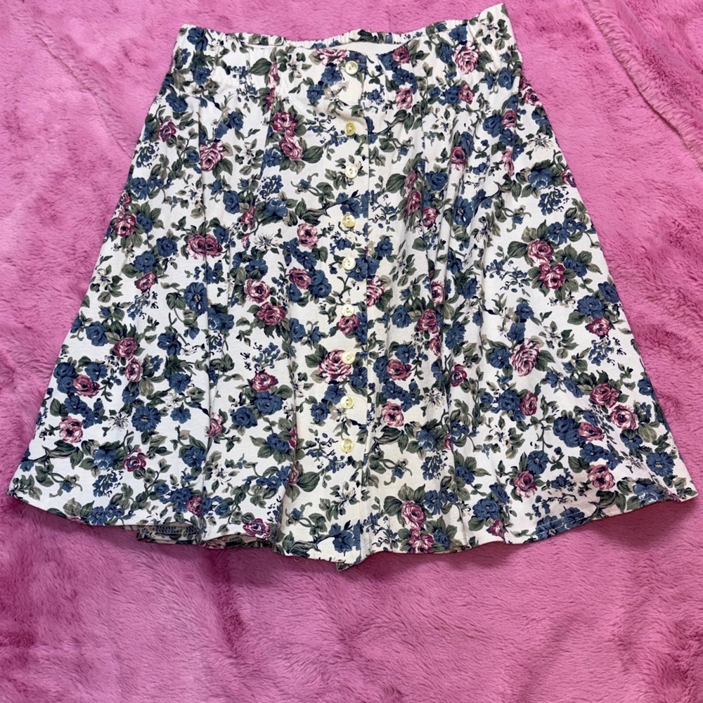 Bonkers Clothing Co Vintage 1990s Stretch Floral A-Line Skirt